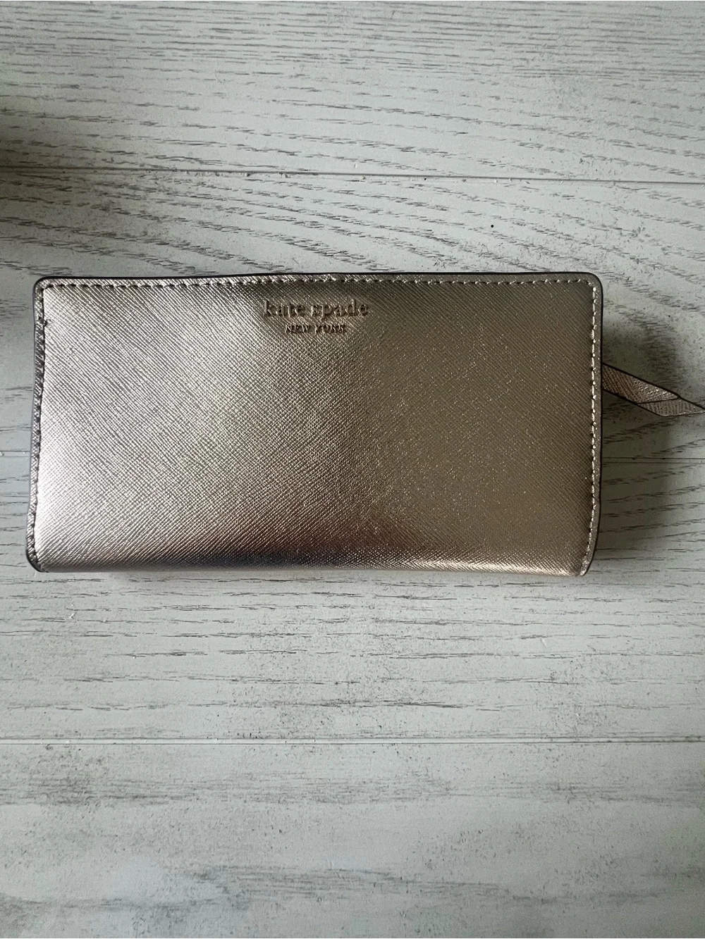 Kate Spade Metallic Blush Gold Zip Around Wallet